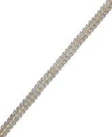 Diamond Accent Leaf Bracelet in 18k Gold over Sterling Silver