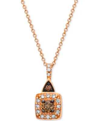 Chocolate by Petite Le Vian and White Diamond (1/4 ct. t.w.) Square Pendant 14k Rose Gold, Yellow Gold or