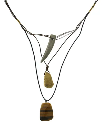 T.r.u. by 1928 Waxed Linen Wire 3 Drop with Semi-Precious Tiger's Eye Y-Necklace