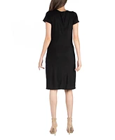 24seven Comfort Apparel Faux Wrap over Dress with Cap Sleeves