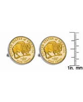 American Coin Treasures Gold-Layered Westward Journey 2005 Bison Jefferson Nickel Bezel Coin Cuff Links