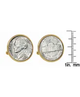 American Coin Treasures Silver Jefferson Nickel Wartime Nickel Bezel Coin Cuff Links