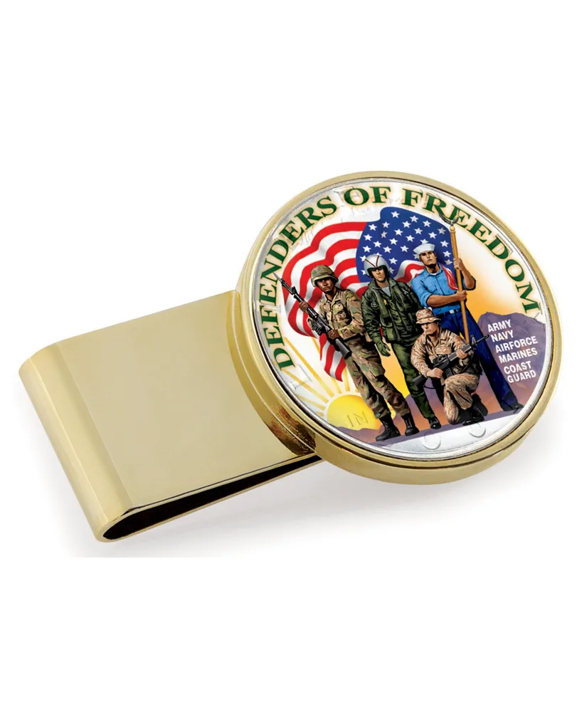 Men's American Coin Treasures Defenders of Freedom Colorized Jfk Half Dollar Stainless Steel Coin Money Clip