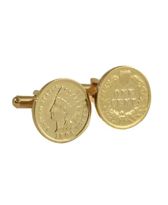 American Coin Treasures 24k Gold Layered Indian Head Coin Cuff Links