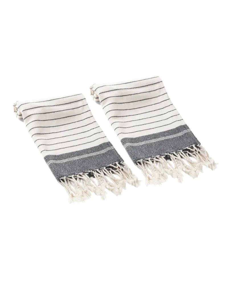 Olive and Linen Terra Hand or Kitchen Towel - Black