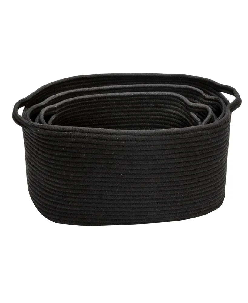 Honey Can Do Set of 3 Black Cotton Coil Baskets