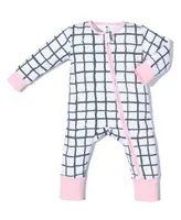 Earth Baby Outfitters Baby Girls 2 Way Zippy Grid Coverall