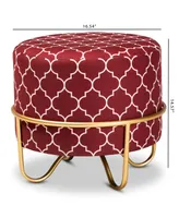 Furniture Candice Glam Quatrefoil Upholstered Ottoman