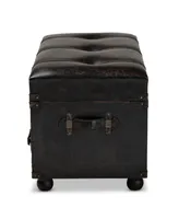 Furniture Callum Modern Transitional Upholstered 2 Drawer Storage Trunk Ottoman