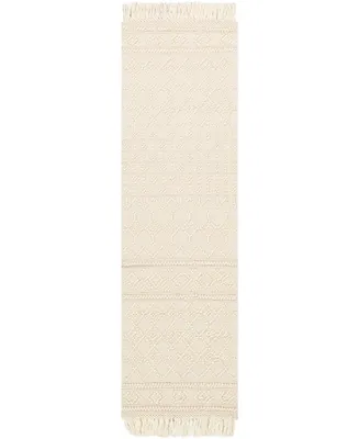 Surya Farmhouse Tassels Fts-2305 White 2'6" x 8' Runner Area Rug