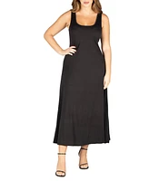 24seven Comfort Apparel Plus Simple A-line Tank Maxi Dress