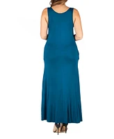 24seven Comfort Apparel Plus Size Sleeveless Maxi Dress with Pockets