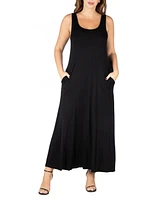 24seven Comfort Apparel Plus Size Sleeveless Maxi Dress with Pockets