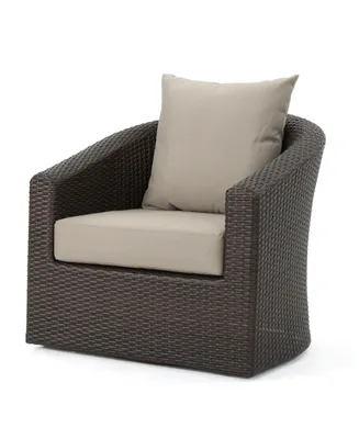 Noble House Darius Outdoor Framed Swivel Club Chair with Cushions