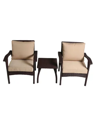 Noble House Bradley 3 Piece Outdoor Chat Set with Cushions