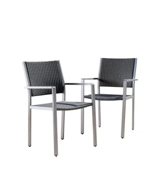 Noble House Cape Coral Outdoor Dining Chairs with Frame, Set of 2