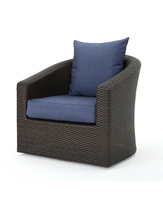 Noble House Darius Outdoor Framed Swivel Club Chair with Cushions
