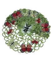 Xia Home Fashions Butterflies Embroidered Cutwork Round Doily - Set of 4