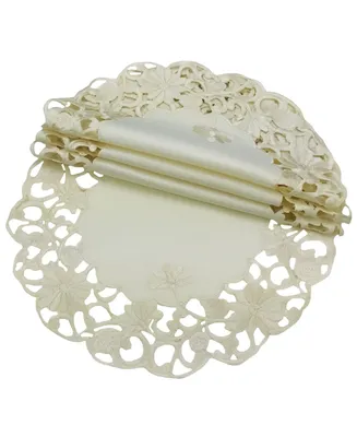 Xia Home Fashions Daisy Lace Embroidered Cutwork Round Doily - Set of 4