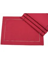 Xia Home Fashions Melrose Cutwork Hemstitch Placemat - Set of 4, 20" x 14"