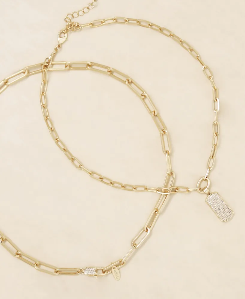 Ettika Linked Up Crystal Pendant Layered Women's Necklace Set