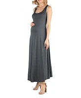 24seven Comfort Apparel Slim fit A Line Sleeveless Maternity Maxi Dress