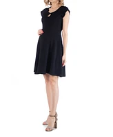 24seven Comfort Apparel Maternity Dress with Keyhole Neck