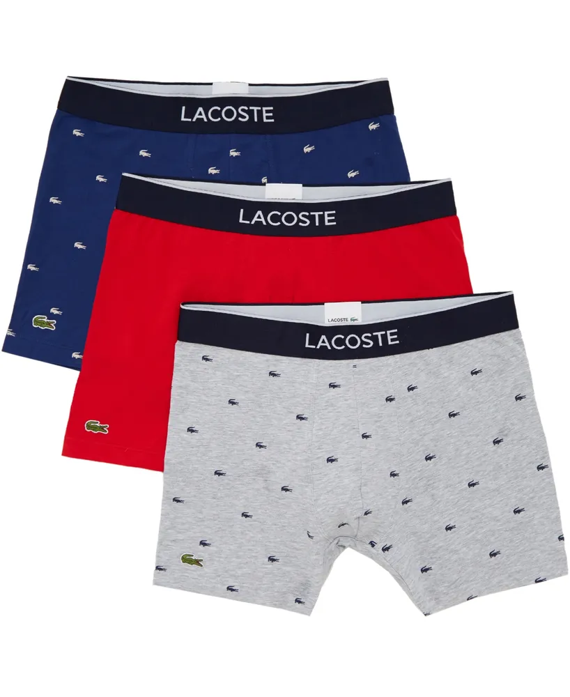 Lacoste Men's Crocodile-Print Stretch Boxer Brief Set, 3-Pack