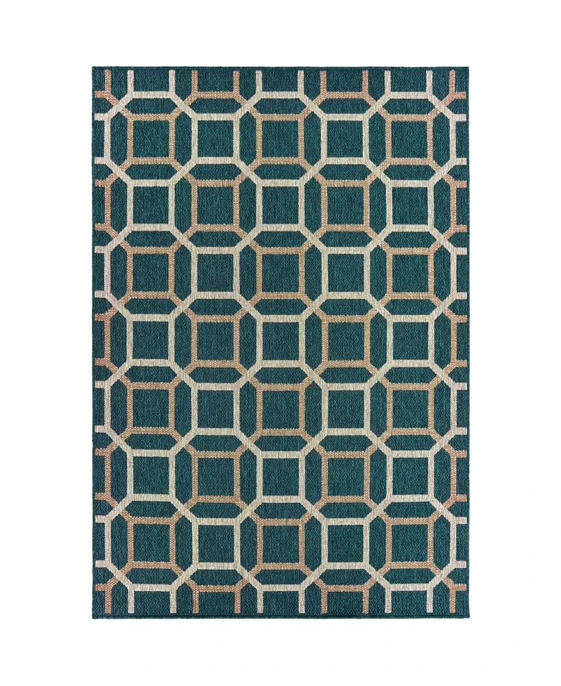 Oriental Weavers Latitude 806B3 Blue 7'10" x 10' Outdoor Area Rug