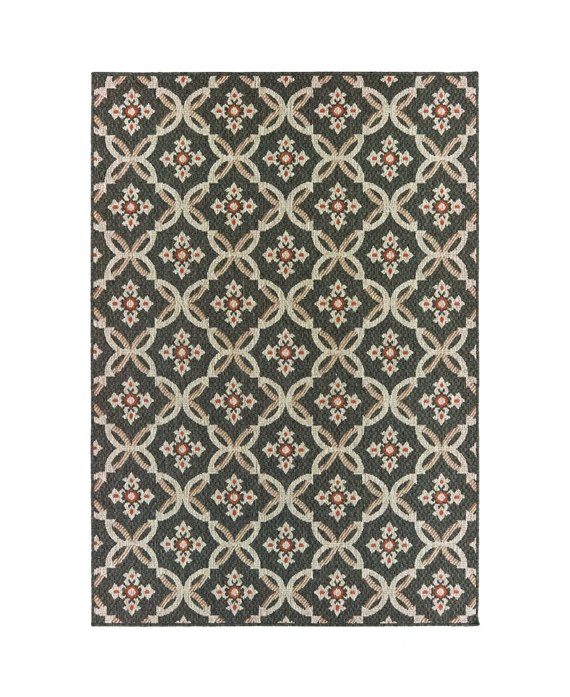 Oriental Weavers Latitude 1904K Gray 7'10" x 10' Outdoor Area Rug