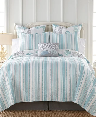 Levtex Cape Coral Stripe Reversible -Pc. Quilt Set