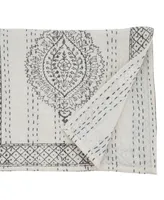 Saro Lifestyle Block Print Taj Kantha Stitch Runner