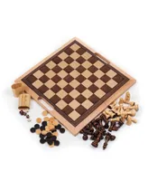 Trademark Games Deluxe Wooden 3-In-1 Chess, Backgammon Checker Set