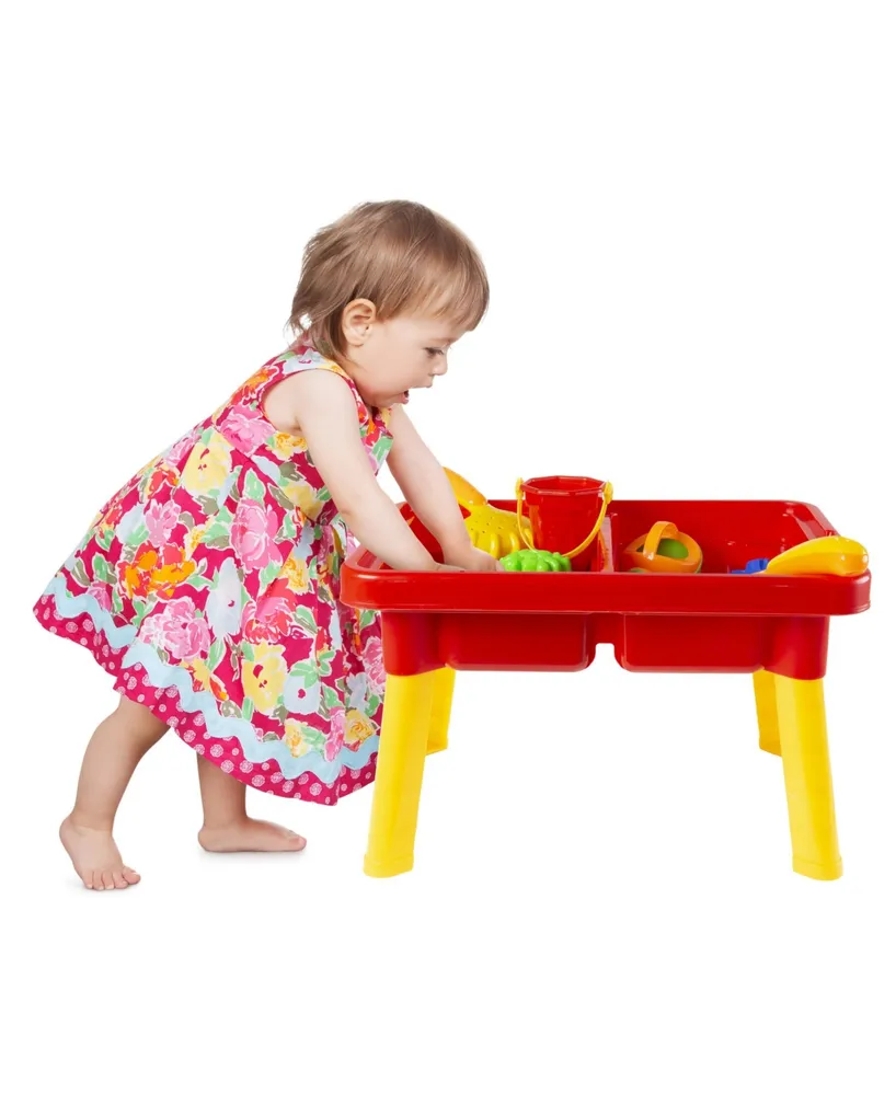 Hey Play Water Or Sand Sensory Table With Lid And Toys - Portable Covered Activity Playset For The Beach, Backyard Or Classroom