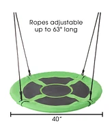 Hey Play Saucer Swing - 40" Diameter Hanging Tree Or Swing Set Outdoor Playground Or Backyard Play Accessory Round Disc With Adjustable Rope