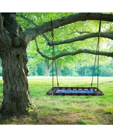 Hey Play Platform Swing - 40" X 30" Hanging Outdoor Tree Or Playground Equipment Standing Rectangle Bench Swing Accessory With Adjustable Rope