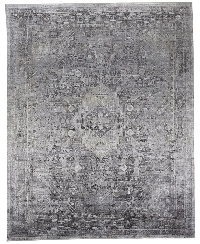 Feizy Sarrant R3966 Gray 4' x 5'3" Area Rug