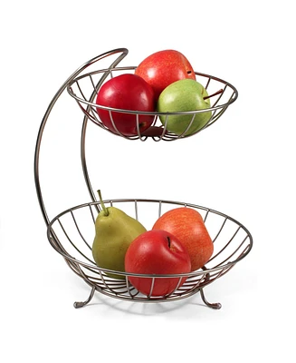 Spectrum Diversified Yumi 2-Tier Server Sturdy Steel Stacked Fruit Bowls