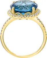 Lali Jewels London Blue Topaz (6-3/4 ct. t.w.) & Diamond (1/3 ct. t.w.) Statement Ring in 14k Gold