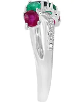 Lali Jewels Multi-Gemstone (7/8 ct. t.w.) & Diamond (1/10 ct. t.w.) Ring in 14k White Gold