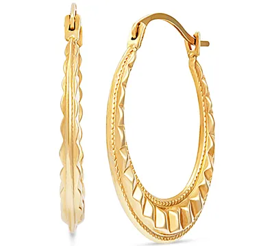 Fancy Hoop Earrings in 14k Gold