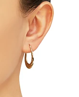 Swirl Oval Hoop Earrings in 14k Gold