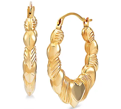 Swirl Heart Hoop Earrings in 14k Gold