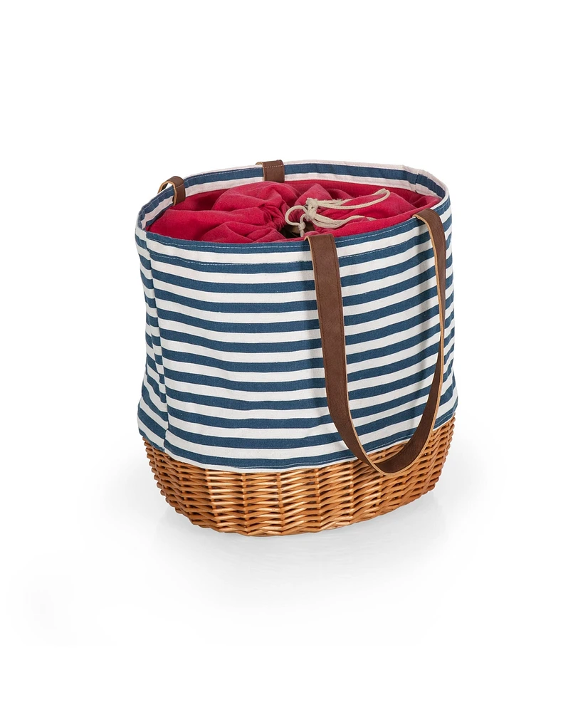 Picnic Time Coronado Canvas and Willow Basket Tote
