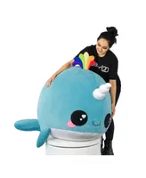 Seven20 Glitter Galaxy 48" Plush Blue Narwhal, Rainbow Spout