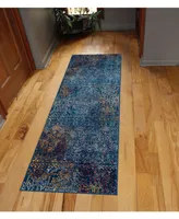 Amer Rugs Manhattan Man-42 Teal/ Blue 2'6" x 6' Runner Rug