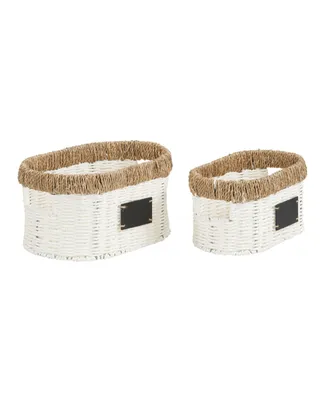 Paper Rope and Sea Grass Oval Basket, Set of 2