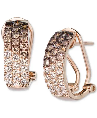 Le Vian Ombre Chocolate Diamond & Nude Diamond (1-1/4 ct. t.w.) Omega Hoop Earrings in 14k Rose Gold, White Gold or Yellow Gold