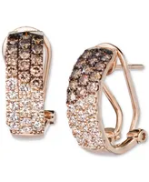 Le Vian Ombre Chocolate Diamond & Nude (1-1/4 ct. t.w.) Omega Hoop Earrings 14k Rose Gold, White Gold or Yellow