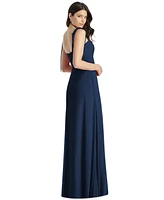 Dessy Collection Plus Tie-Shoulder Chiffon Maxi Dress with Front Slit